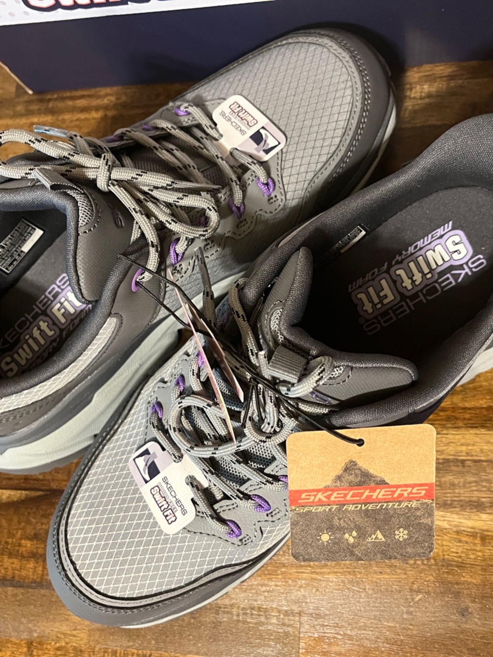 Skechers Gray Ladies Hiker with Purple Accents - Picture 2 of 4
